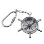 Chrome Ship Wheel Compass Keyring, thumbnail 1 of 7