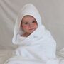 Baby Hooded Large Towel White Organic Cotton Velour, thumbnail 1 of 3