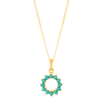 Halo Radiance Turquoise Gold Plated Pendant Necklace, 2 of 10