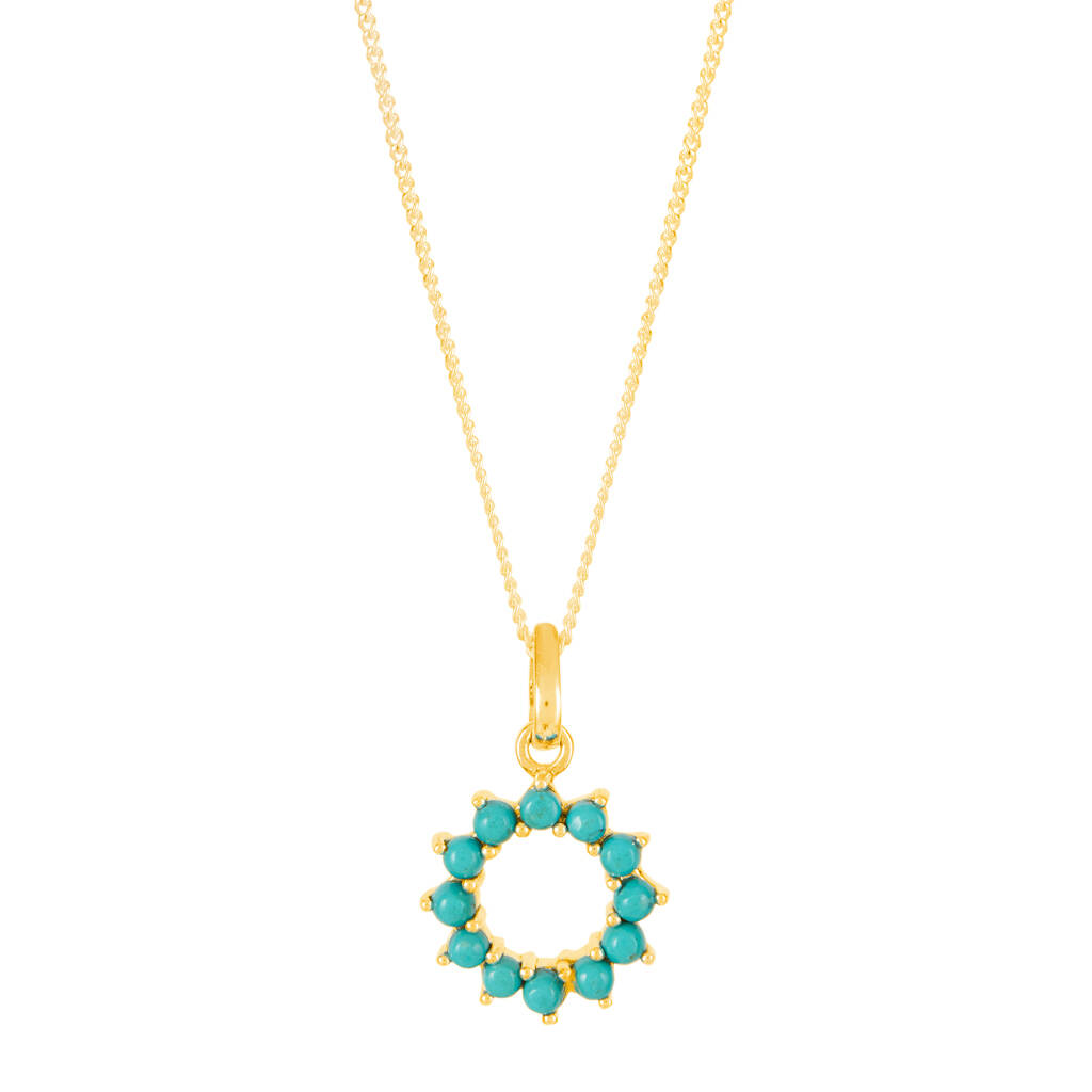 Halo Radiance Turquoise Gold Plated Pendant Necklace By Charlotte's Web ...