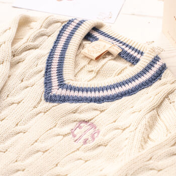 Personalised Baby Girl Cricket Jumper, 3 of 11