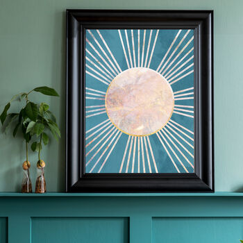 Sun Boho Blue Marble Gold Wall Art Print, 2 of 5