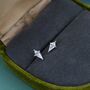 Rhombus Cz Screwback Earrings In Sterling Silver, thumbnail 5 of 11