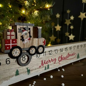 Wooden 'Merry Christmas' Train Advent Rule, 2 of 2