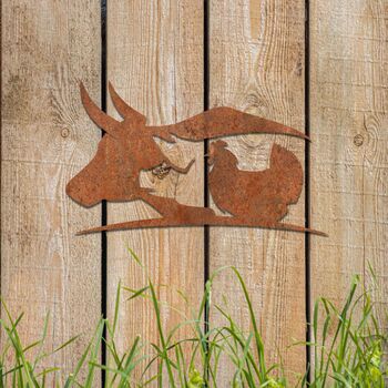 Cow Pig And Chicken Decor Farmers Gift Rusty Metal Art, 7 of 10