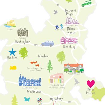 Personalised Buckinghamshire Map: Add Favourite Places, 2 of 3