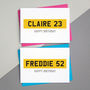 Personalised Car Number Plate Birthday Card, thumbnail 1 of 3