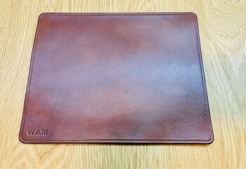 Personalised Stamped Leather Mouse Mat, Spanish Brown, 10 of 12