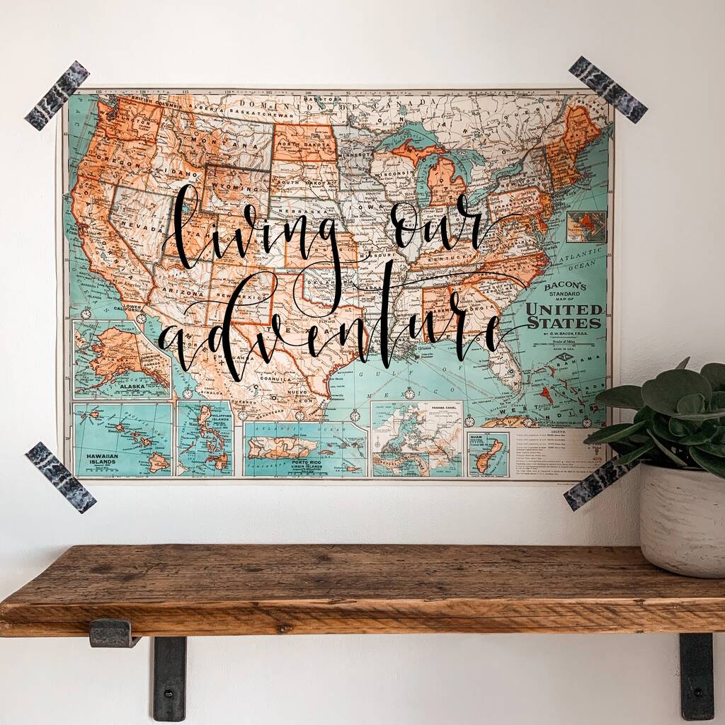 Personalised Bacon's Map Of The USA By Leigh Calligraphy ...