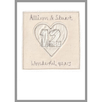 Personalised 12th Silk Wedding Anniversary Card, 7 of 8