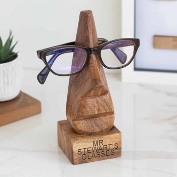 Personalised Wooden Engraved Mens Glasses Stand, 2 of 6