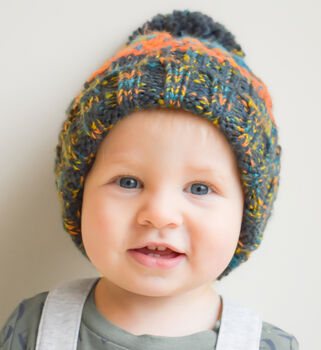 Kids Corkscrew Knitted Bobble Hat, 3 of 4