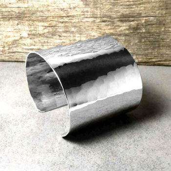 Sterling Silver Hammered Cuff Bangle, 7 of 7