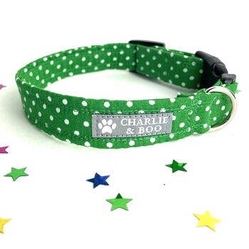 Green Polka Dot Dog Collar And Lead Set, 2 of 7