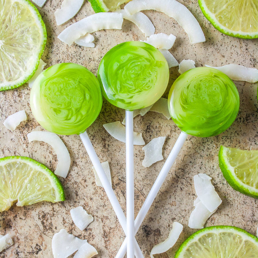 Five Lime And Coconut Lollipops By Holly's Lollies