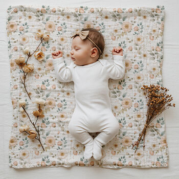 Luxury Vintage Floral Organic Bamboo Muslin Swaddle, 2 of 2