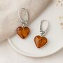 Sterling Silver Baltic Amber Heart Drop Earrings, thumbnail 2 of 4