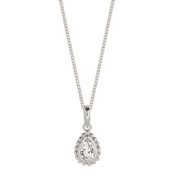 April Birthstone White Topaz Sterling Silver Necklace, 3 of 11