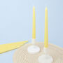 G Decor Pastelaria Set Of Two, 10 Or 20 Sand Yellow Tall Pastel Dinner And Taper Candles, thumbnail 1 of 3