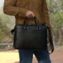 Minimalist Leather Briefcase Laptop Bag Black, thumbnail 2 of 9