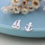 Sterling Silver Mismatched Sailing Boat And Anchor Stud Earrings, thumbnail 5 of 11