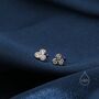 Tiny Cz Trio Three Dot Stud Earrings In Sterling Silver, thumbnail 2 of 12
