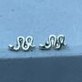 925 Sterling Silver Studs Snake Mini Earrings, Goth, thumbnail 2 of 6