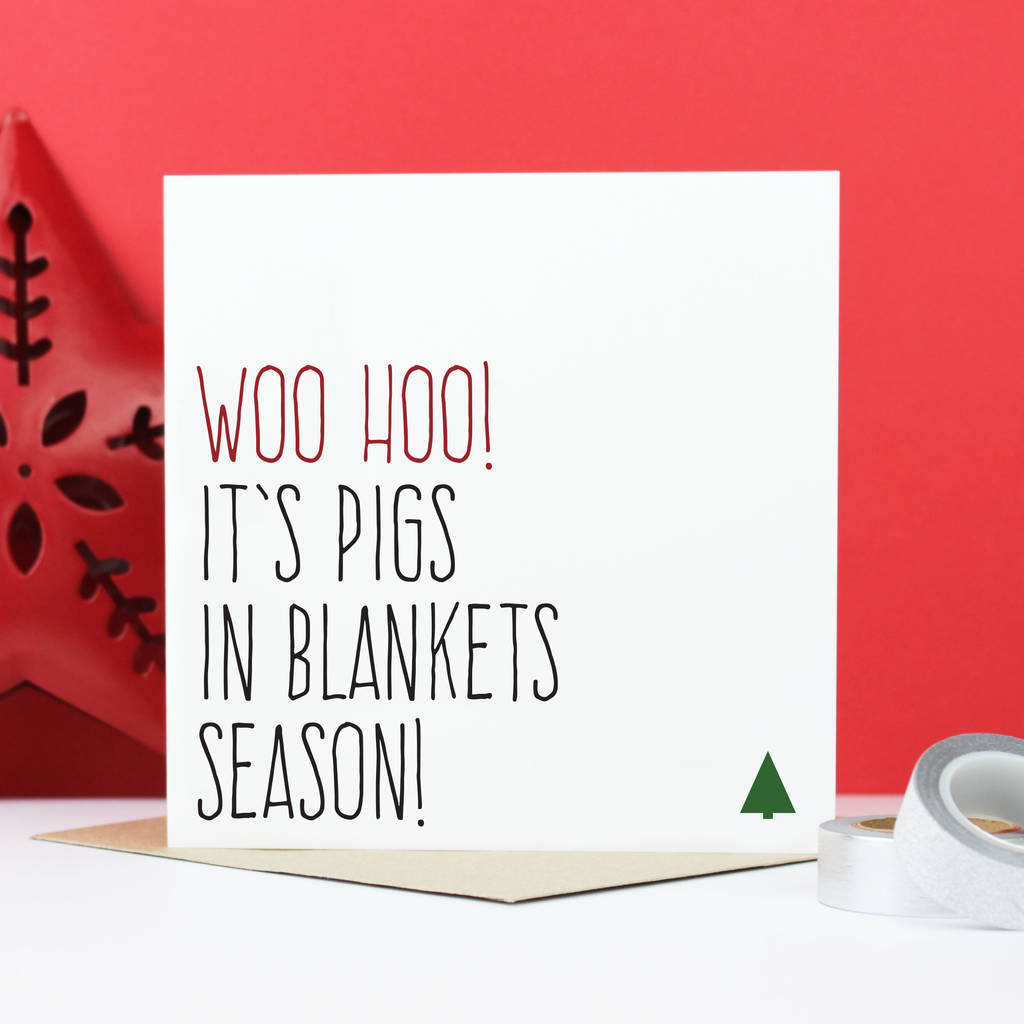 'pigs in blankets' christmas card by purple tree designs