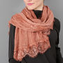 Pleated Lace Fringe Cotton Scarf, thumbnail 2 of 12
