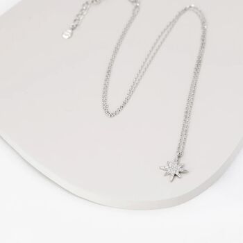 Tiny Starburst Pendant Necklace In Sterling Silver, 7 of 12