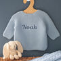 Personalised Baby Boy Cardigan – Name On Back, thumbnail 1 of 12
