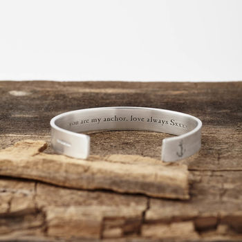 Personalised Sterling Silver You Are My Anchor Bangle, 2 of 5