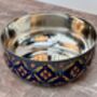 Hand Painted Stainless Steel Navy And Gold Patterned Serving Bowl, thumbnail 2 of 4