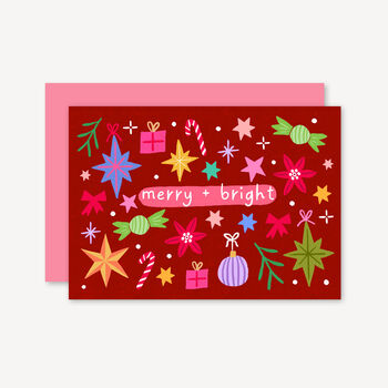 Burgundy Christmas Card, Merry And Bright, 2 of 2