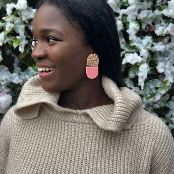The Franchesca Statement Earring In Pink White And Gold, 2 of 3
