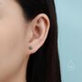 Sterling Silver Clear Cz Flower Huggie Hoop Earrings, thumbnail 3 of 12
