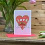 Love You Lots Valentines Card With 3D Gold Wooden Hands, thumbnail 5 of 6