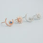 Sterling Silver Crystal Moon And Star Stud Earrings, thumbnail 4 of 5