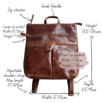 Leather Laptop Backpack With Multiple Pockets, 6 of 7