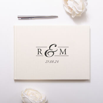 Personalised Wedding Initials Linen Guest Book, 2 of 11