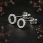 Sterling Silver Karma Circle Stud Earrings, thumbnail 1 of 9