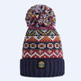 Midnight Blue Fairisle Reflective Super Bobble Hat, thumbnail 2 of 5