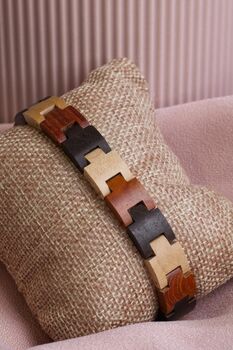 Marrakesh Engraved Colourful Wooden Bracelet For Women, 3 of 5