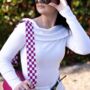 Fuchsia Pink Checkered Bag Strap | Extra Long Crossbody Replacement Bag Strap, thumbnail 4 of 4