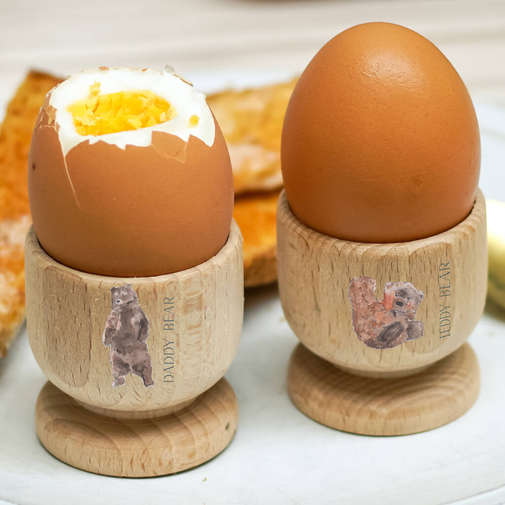 Personalised Bear Family Wooden Egg Cups, 1 of 4