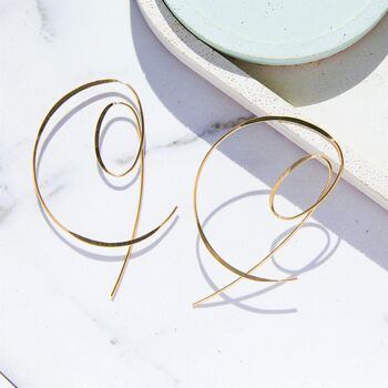 Abstract Unusual Hoop Sterling Silver Hoop Earrings, 5 of 7