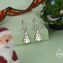 Dainty Christmas Tree Charm Hoop Earrings In Sterling Silver, thumbnail 1 of 10
