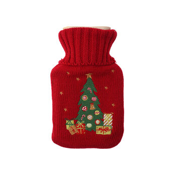 Knitted Oh Christmas Tree 500ml Hot Water Bottle, 3 of 4