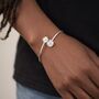 Sterling Silver Double Daisy Flower Cuff Bangle Bracelet, thumbnail 5 of 6