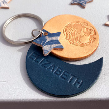 Personalised Gemini Star Sign Leather Keyring, 3 of 6